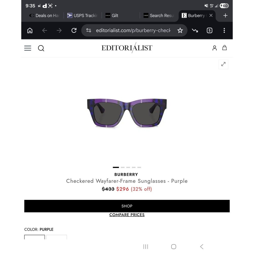 Burberry Cat Eye Women's BE4424 Sunglasses Purple Plaid Frame - Picture 10 of 10
